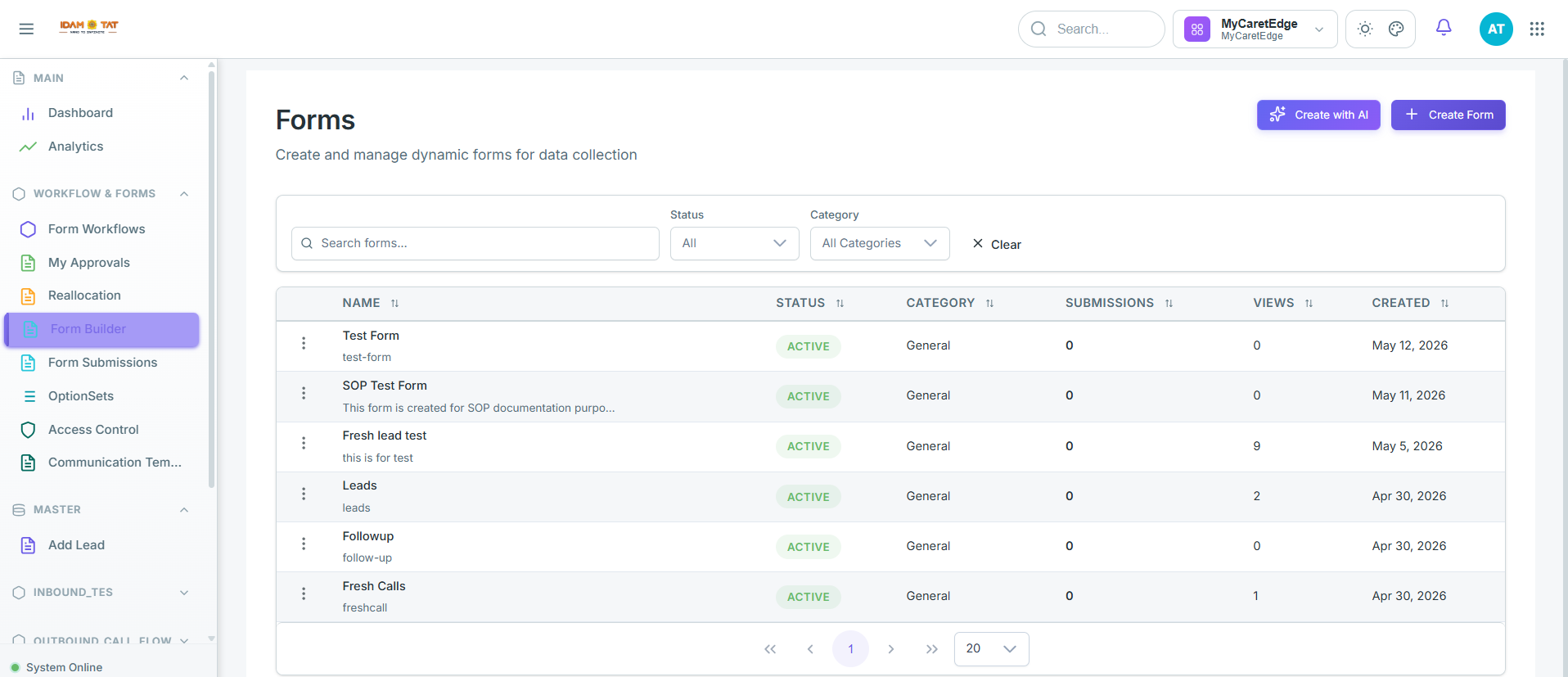 Forms Builder Landing Page
