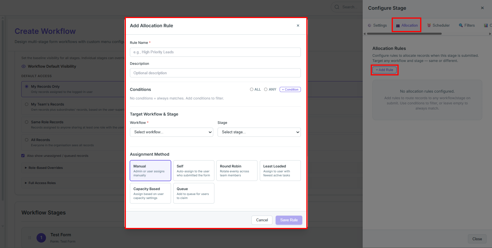 Add Allocation Rule Modal