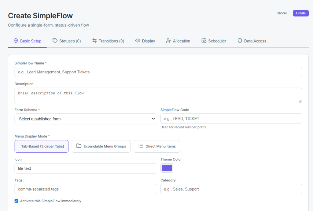 Create SimpleFlow Wizard