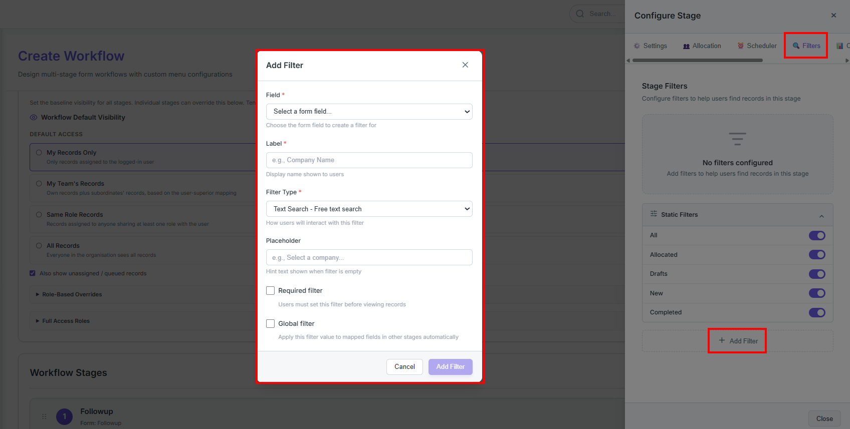 Filters Tab