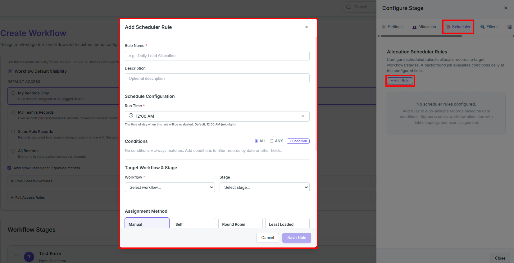 Scheduler Tab