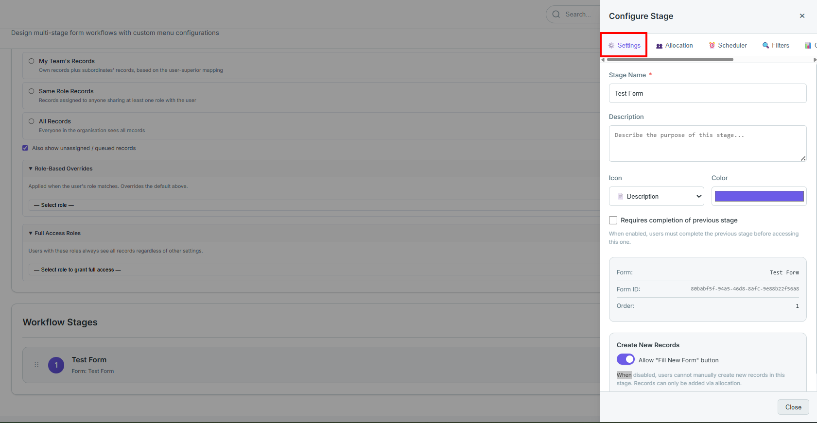 Settings Tab