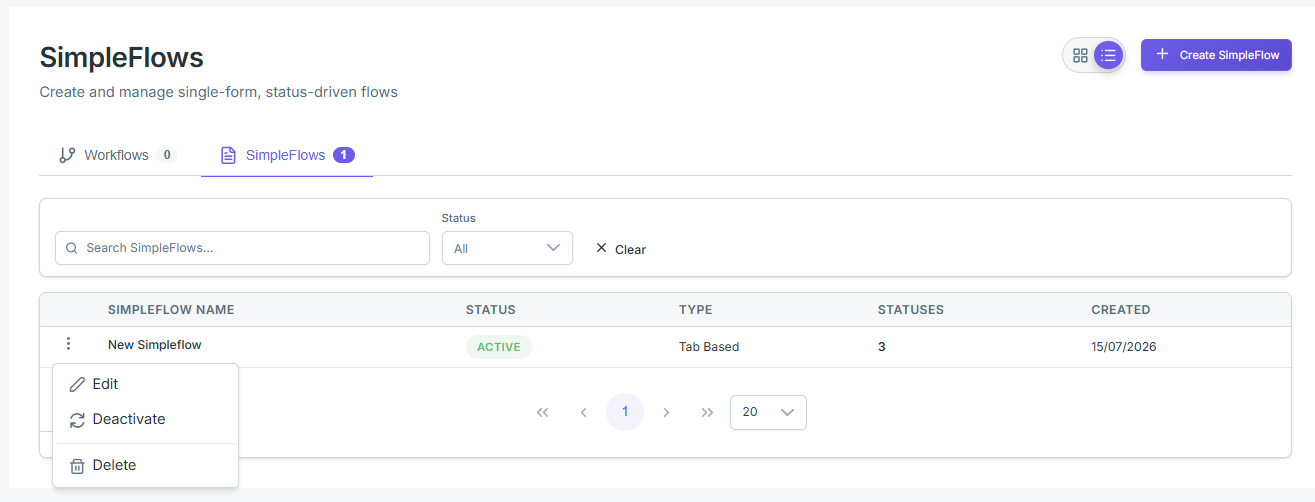 Existing SimpleFlows