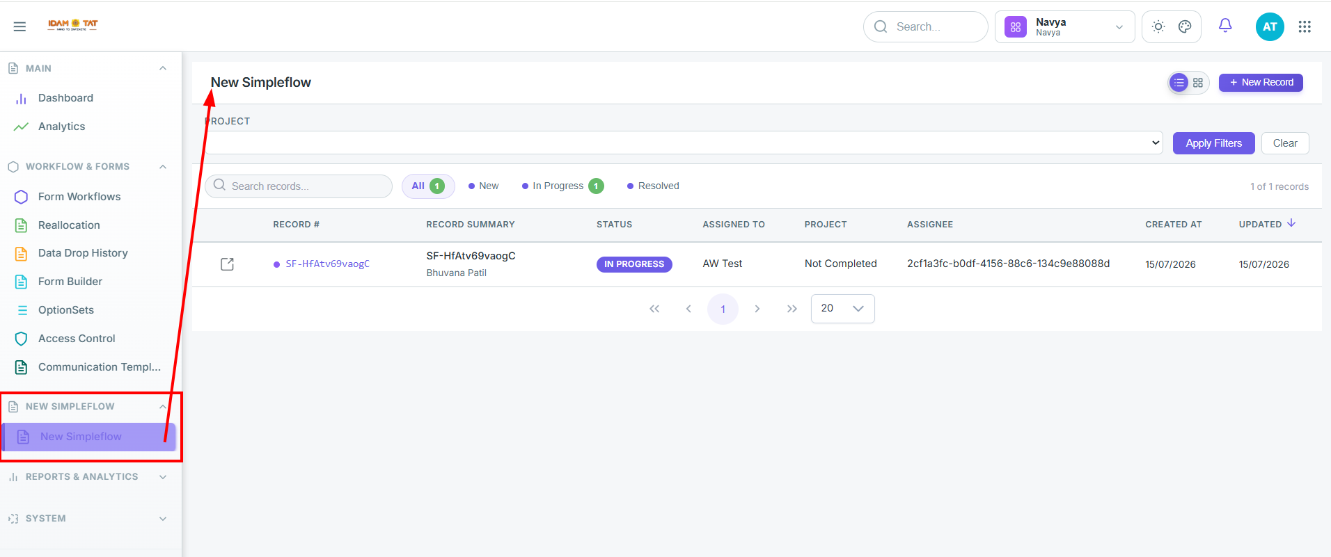 Simple flowmenu