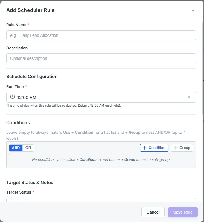 Scheduler Setup Core